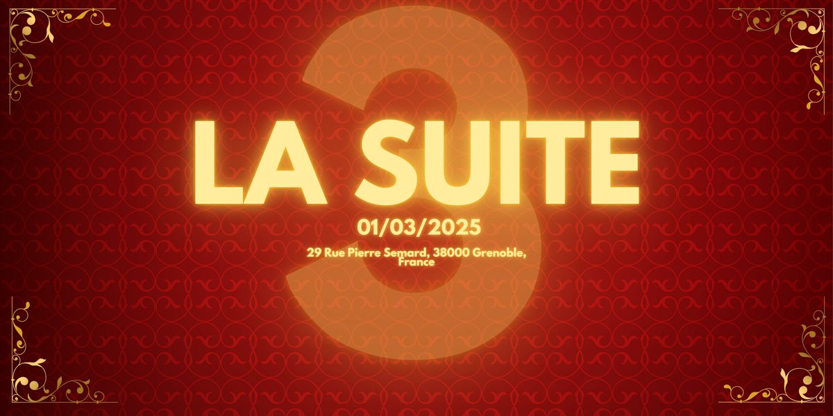 LA SUITE #3 !!! 

📅 Samedi 1er Mars
⏲️ Début à 10h pour la Wave A, 11h30 pour la wave B, Ouverture à 9h !
🏨 Hotel Europole, 29 Rue Pierre Semard, 38000 Grenoble
👥 96 places 
10 euros l'entrée !

start.gg/tournament/la-…