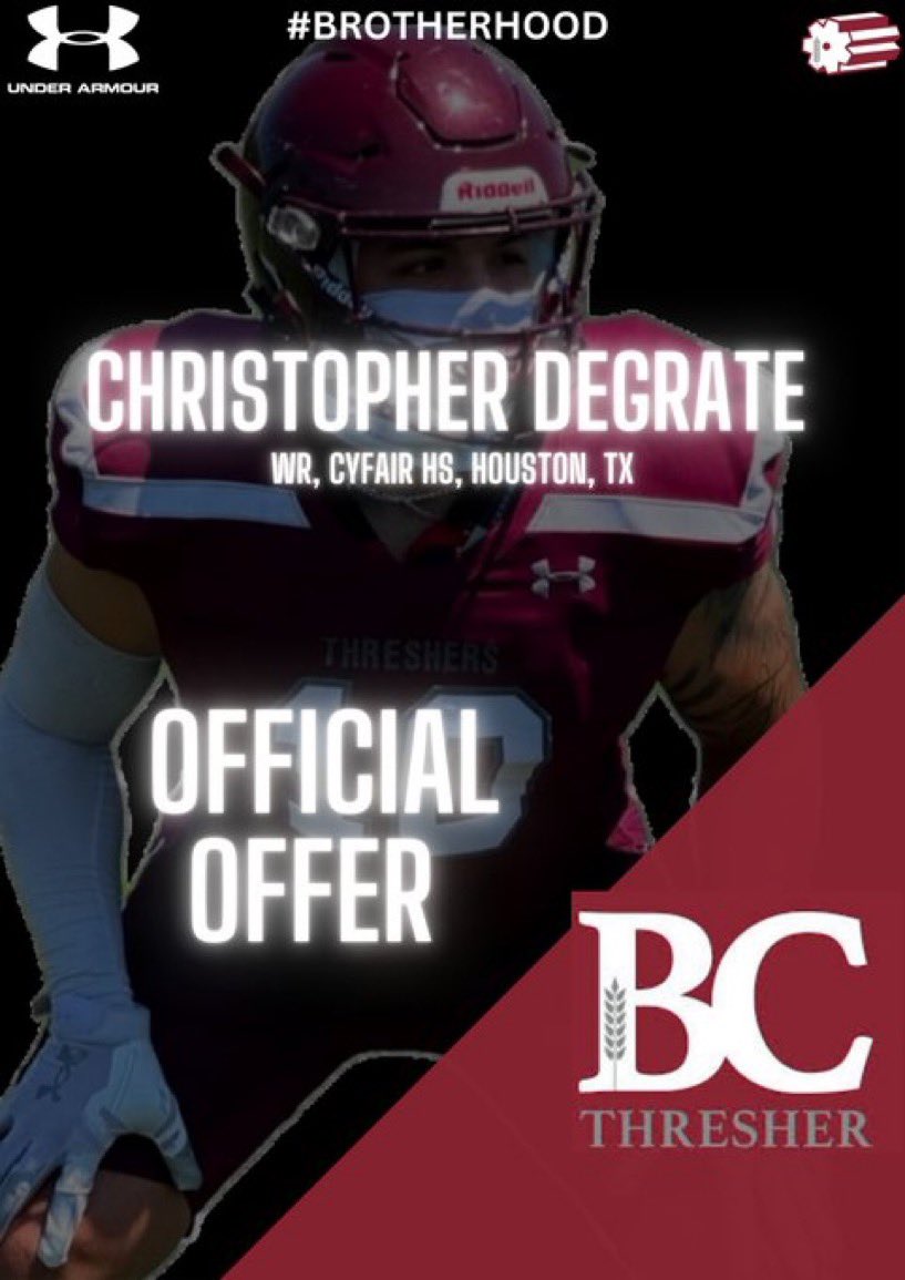 degrate001's tweet photo. After a great conversation with @TheTerryCook i’m blessed to say i’ve received my 1st offer from @Threshers_FB @jwlawson1 @Coach_TaggBrown @BFND_Football https://t.co/HQp4VjJjMY