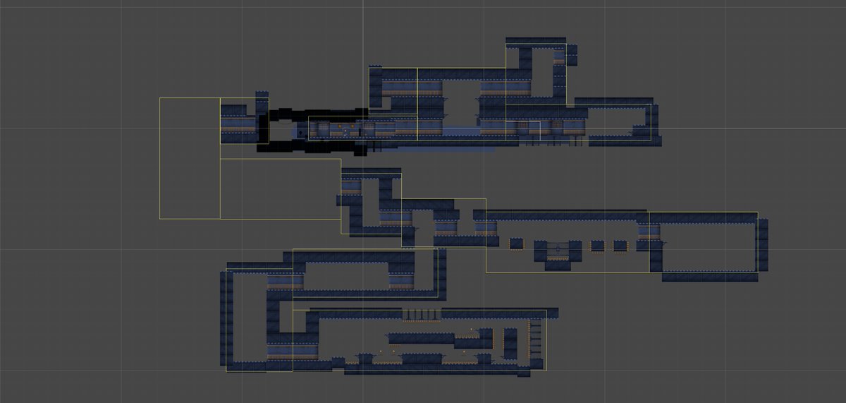 KardiaGames's tweet photo. The base map layout for the fun house is almost done. 

- The Yellow sections are separate areas with their own camera(s) and triggers keeping only one area active at a time to lessen system strain.

Would you use this level design system or multiple scenes? 
#indiegame #gamedev https://t.co/3JXTqePE9E