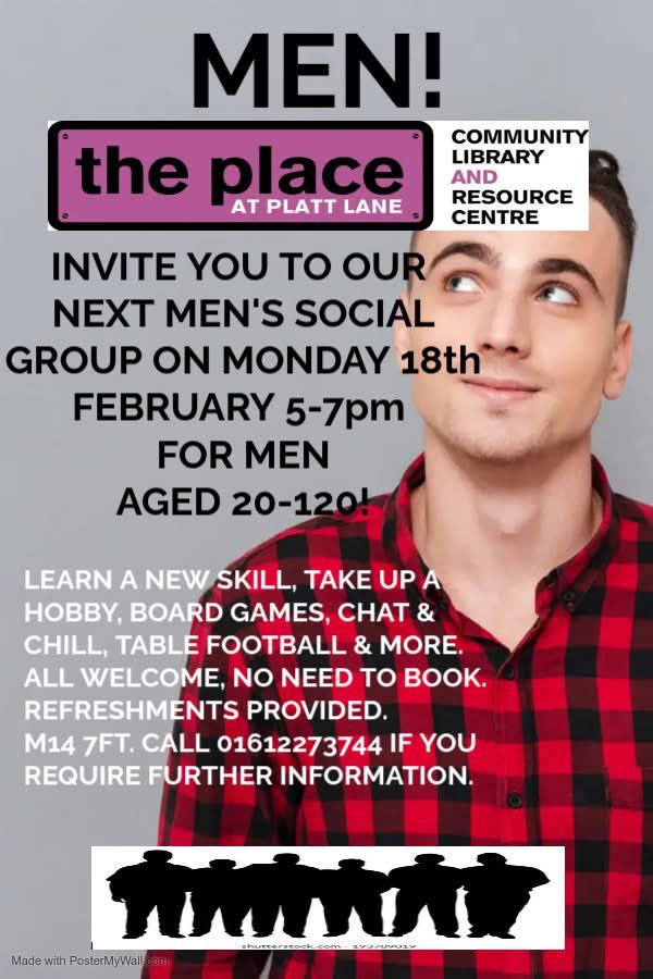 Men’s Social Group at <a href="/ThePlaceM14/">The Place At Platt Lane</a> in Fallowfield.