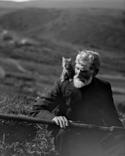 It's not just that companionship makes you happy, but that you'd be miserable without it. 

Lachlan MacAskill with his Pete spade and his companions in Laig Bay, Isle of Eigg, 1920s