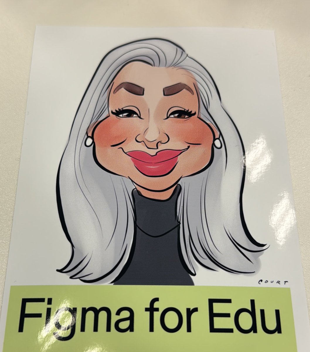 Ready to learn more about #FigmaforEDU! And loving my caricature drawn right in their booth! 🎉🥳 <a href="/FigmaEdu_Alex/">Alex @ Figma Edu</a> #FigJam #TCEA2025