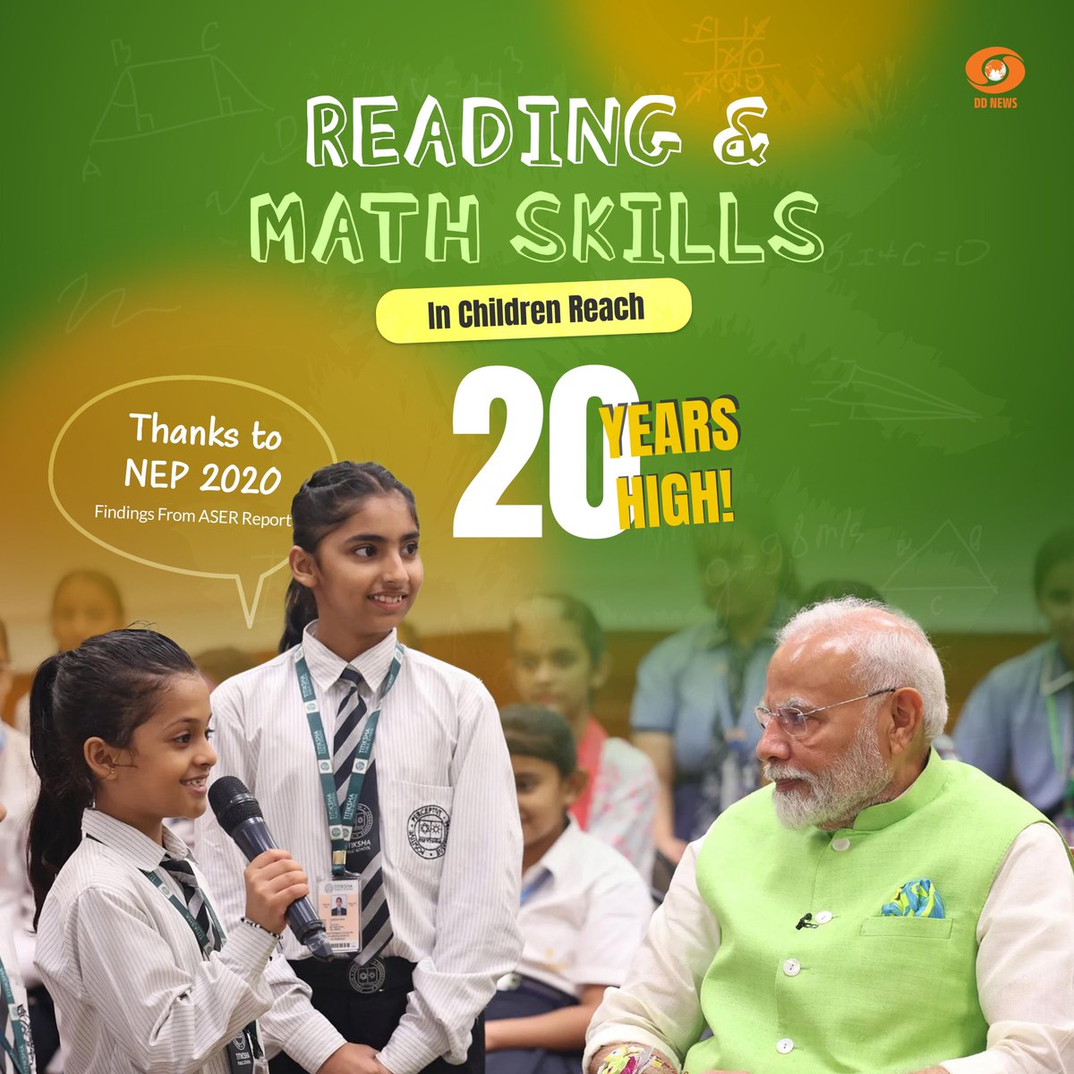 DDNewslive's tweet photo. India’s Learning Leap: Best in 20 Years!
The latest ASER Report reveals a major boost in foundational learning, driven by NEP 2020 reforms.
How did this transformation happen?
@EduMinOfIndia #NEP2020 #ASERReport #EconomicSurvey2025 https://t.co/nQ1w8lHwGn