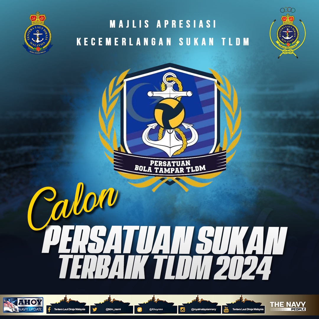 tldm_rasmi's tweet photo. Persatuan Bola Tampar TLDM antara calon bagi anugerah Persatuan Sukan Terbaik TLDM 2024.
Majlis Apresiasi Kecemerlangan Sukan 2024 akan berlangsung pada 7 Feb 25 di Dewan Sidek Shahbudin, Pangkalan TLDM Lumut.
#FitNavy
#SediaBerkorban https://t.co/4MrPTYmNut