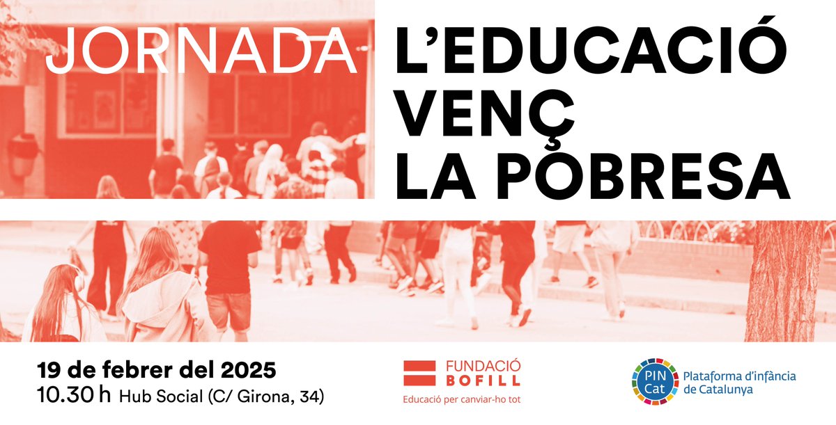 A Catalunya, més del 32% d'infants es troba en risc de pobresa. Hi ha polítiques educatives que poden trencar el cercle de la pobresa, i presentem una agenda per fer-ho amb <a href="/pincatinfancia/">PINCat - Plataforma d’Infància de Catalunya</a> (<a href="/Taula3sector/">Taula Tercer Sector</a>): 

🗓️ 19/02
📍 <a href="/hubsocialbcn/">Hub Social Barcelona. (Girona 34, interior. Bcn)</a> 

Inscriu-te ara: fundaciobofill.cat/actes/presenta…