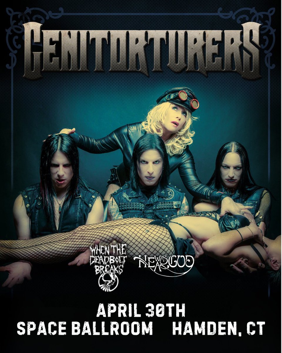 JUST ANNOUNCED: Industrial metal band Genitorturers are here on April 30th with When The Deadbolt Breaks and He Was a God!

Tickets on sale NOW: found.ee/GenitorturersS…