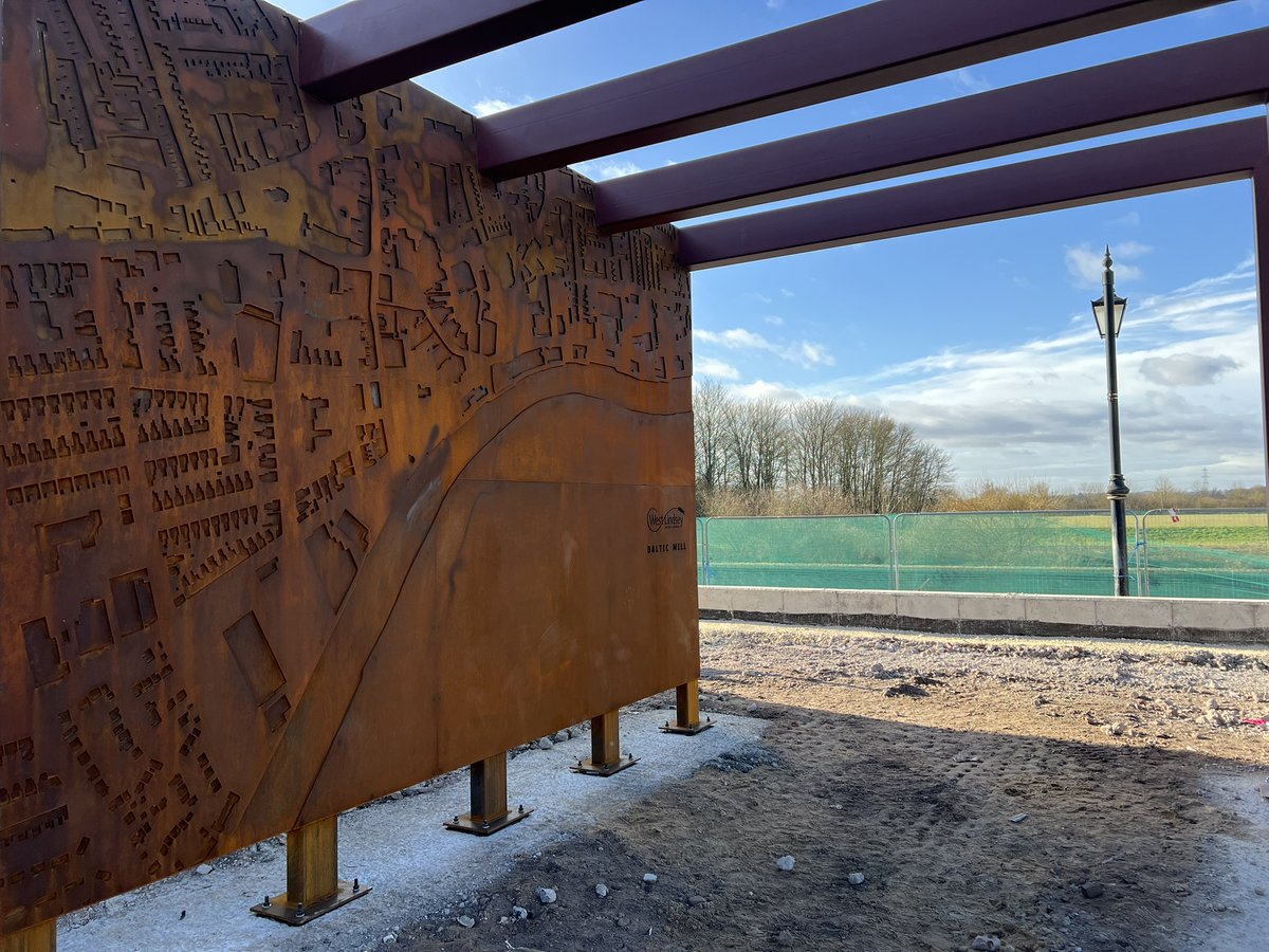 Have you seen the pergola installed on the new Baltic Mill pocket park? 🏗️

The pergola map depicts the former Baltic Mill location on weathering steel. The park will be open in Summer 2025. ☀️

For more information, please visit: investgainsborough.com/luf/parks/