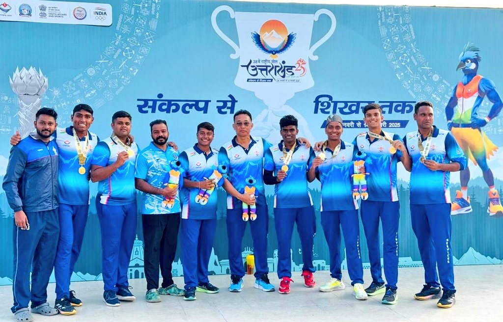 PRODefDehradun's tweet photo. In an incredible display of grit and determination, Services #Waterpolo team clinched the #GOLD Medal at the 38th National Games by defeating the reigning champions Maharashtra.

#NationalGames2024 #Waterpolo #ServicesTeam #Dehradun https://t.co/PwpPpaoRT6