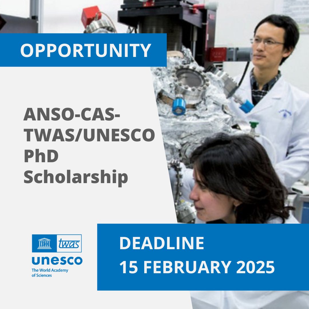 ⏰ Time is running out to apply for this PhD opportunity in China! Learn more: twas.org/opportunity/an…