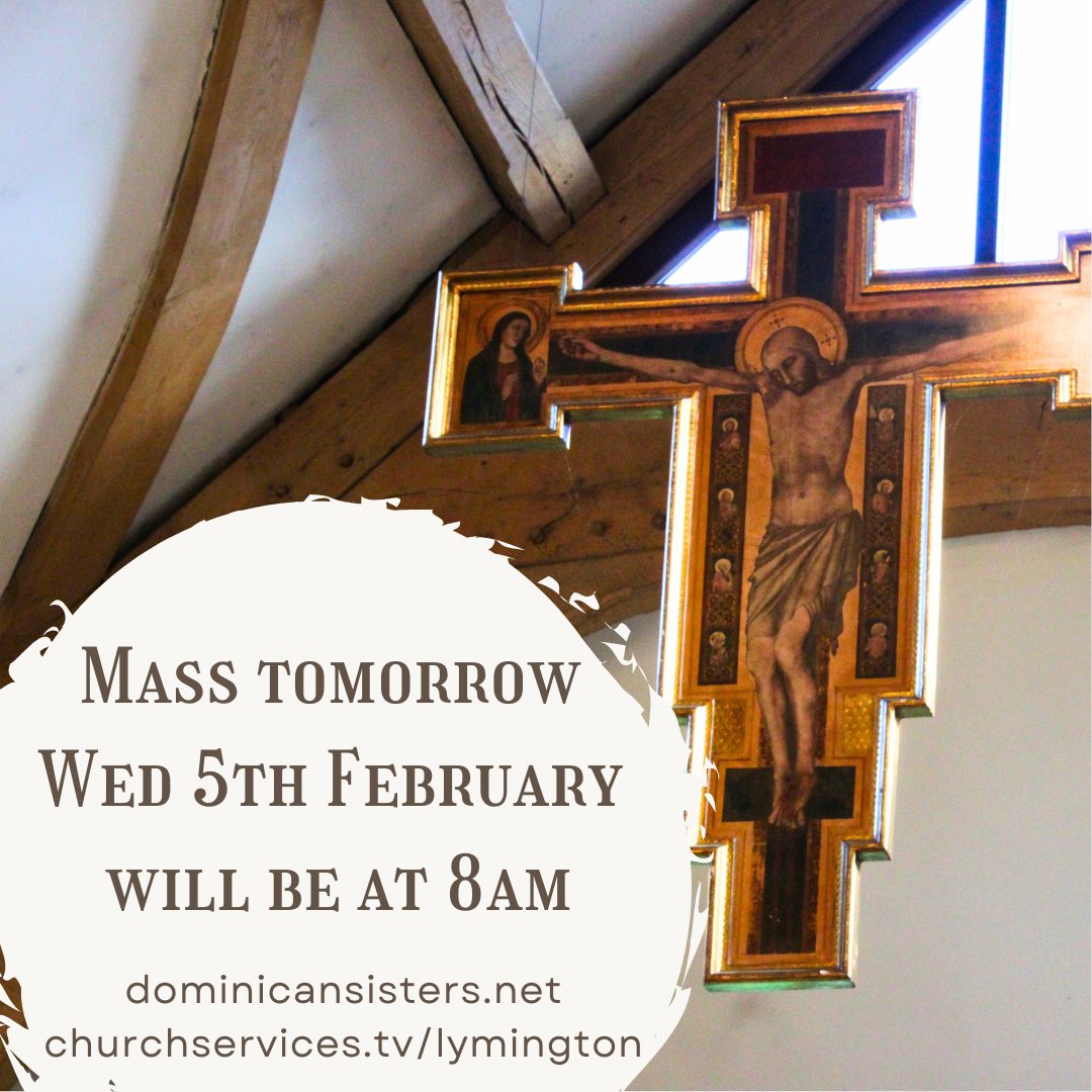 DomSrStJoseph's tweet image. Please be aware that Mass tomorrow in our Chapel will be at the earlier time of 8am, after our Morning Prayer has concluded. Thank you!
#stdominicspriory #masstimes #announcement