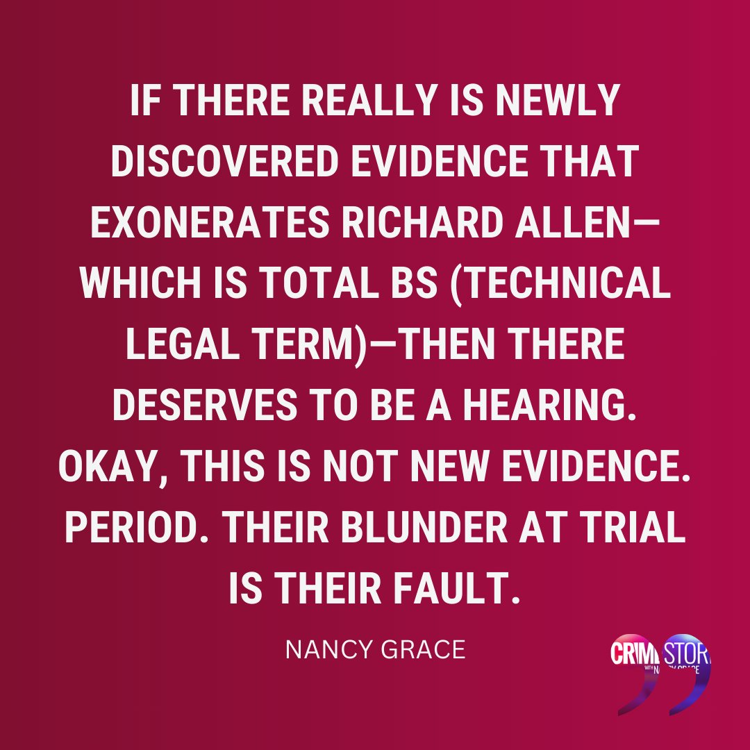 NancyGrace's tweet image. Delphi Murders Update: #RichardAllen’s defense team pushes for his conviction to be overturned. Nancy Grace responds on #CrimeStories: link.podtrac.com/ubpsohx3