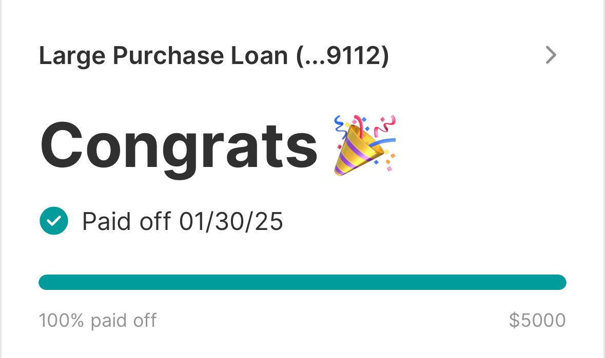 HippyTrix's tweet image. The last payment officially went through! I am now free of all consumer debt!! Minimum monthly payments on my under 4%, low balance student loans. Saving up 3-6 month emergency fund is my next goal.