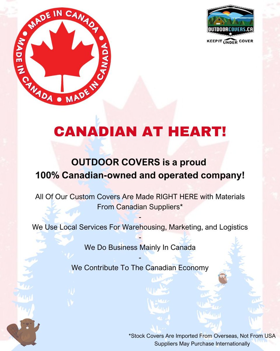 outdoorcoversca's tweet photo. 🌿 Proudly Canadian, Committed to Our Community!  At Outdoor Covers, we are 100% Canadian-owned and operated, dedicated to supporting our home nation! 🇨🇦

Support Canadian jobs and businesses—choose local pride!  

#CanadianMade #ShopLocal #OutdoorEssentials #SupportCanadian https://t.co/BMoHN4dtJC