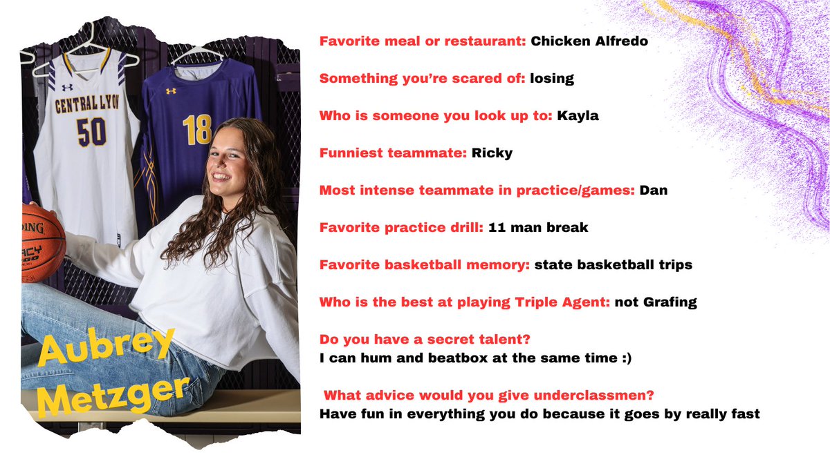 Central Lyon Girls Basketball (@clgirlshoops) on Twitter photo Our next senior is <a href="/aubreymetzger25/">Aubrey Metzger</a> , who is terrible at Triple Agent, but is a pretty good basketball player. :) Thank you, Bird, for all of the ways you make us better. She is undecided as to her future plans, but we know she'll make a big impact wherever she goes. Our next senior is <a href="/aubreymetzger25/">Aubrey Metzger</a> , who is terrible at Triple Agent, but is a pretty good basketball player. :) Thank you, Bird, for all of the ways you make us better. She is undecided as to her future plans, but we know she'll make a big impact wherever she goes.