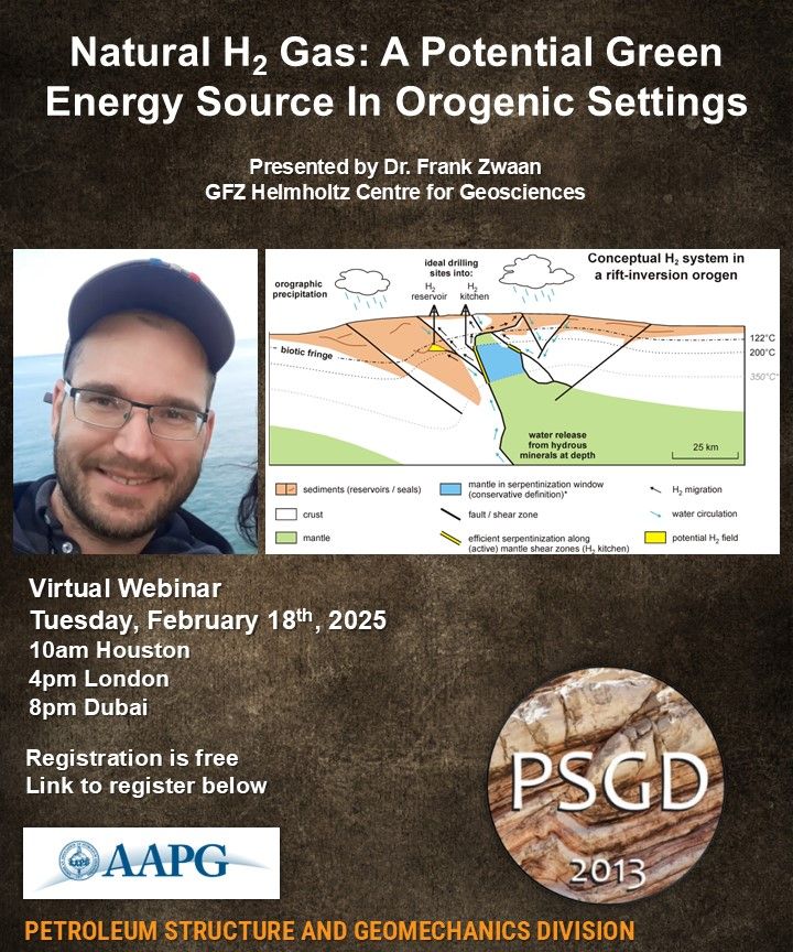 geozwaan's tweet photo. 🚨 Interested in #naturalhydrogen (H2), a potential future green energy source? 

At the @AAPG PSGV webinar of 18 February, I will show how numerical models can guide natural H2 exploration efforts 😃

More info: https://t.co/2GYAvp4Wra

Register here: https://t.co/mq4Jl41Kwj https://t.co/IEKq5gqK4f