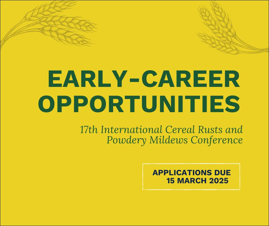 Borlaug Global Rust Initiative (@globalrust) on Twitter photo 🚨 Deadline Extended! 🚨
Grad students & postdocs, you now have more time to apply for conference awards at <a href="/17thICRPMC/">17th Intl Cereal Rusts & Powdery Mildew Conference</a>! Don’t miss this opportunity to showcase your work
📅 New deadline: 15 March 2025
🔗 Apply now: icrpmc2025.ca/conference-awa… 🚨 Deadline Extended! 🚨
Grad students & postdocs, you now have more time to apply for conference awards at <a href="/17thICRPMC/">17th Intl Cereal Rusts & Powdery Mildew Conference</a>! Don’t miss this opportunity to showcase your work
📅 New deadline: 15 March 2025
🔗 Apply now: icrpmc2025.ca/conference-awa…