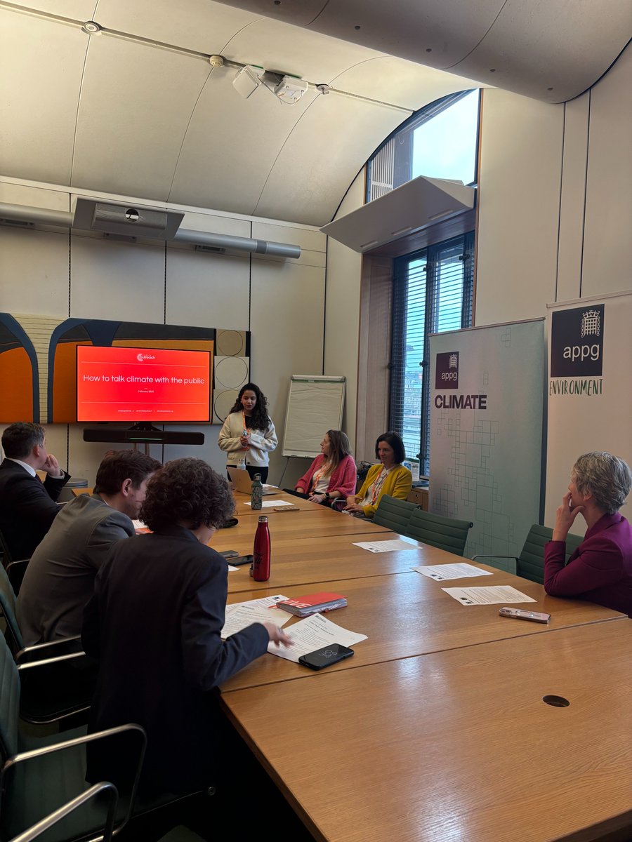 All-Party Parliamentary Group on the Environment (@environmentappg) on Twitter photo Today we heard from <a href="/ClimateOutreach/">Climate Outreach</a> on what voters want to hear from MPs, with great advice on how to tell relatable stories, set out a positive case, and build momentum.
Thanks to <a href="/ClimateAPPG/">The Climate APPG</a>, <a href="/LukeMLabour/">Luke Murphy MP</a>, <a href="/deirdrecostigan/">Deirdre Costigan MP</a>, <a href="/mike_reader/">Mike Reader MP</a>, and <a href="/pippaheylings/">Pippa Heylings 🔶️ MP for South Cambridgeshire</a> Today we heard from <a href="/ClimateOutreach/">Climate Outreach</a> on what voters want to hear from MPs, with great advice on how to tell relatable stories, set out a positive case, and build momentum.
Thanks to <a href="/ClimateAPPG/">The Climate APPG</a>, <a href="/LukeMLabour/">Luke Murphy MP</a>, <a href="/deirdrecostigan/">Deirdre Costigan MP</a>, <a href="/mike_reader/">Mike Reader MP</a>, and <a href="/pippaheylings/">Pippa Heylings 🔶️ MP for South Cambridgeshire</a>