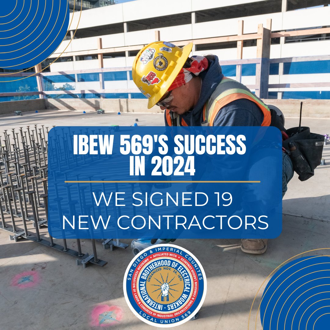 IBEW569's tweet photo. IBEW 569 had an incredible 2024 thanks to the hard work and dedication of our union members! 💪⚡ This year brought major wins, and we’re proud to celebrate our milestones. Huge THANK YOU to our 569 members—here’s to an even stronger 2025!🔥👏

 #IBEW569 #UnionProud #IBEWStrong https://t.co/cP1LO7rZK1