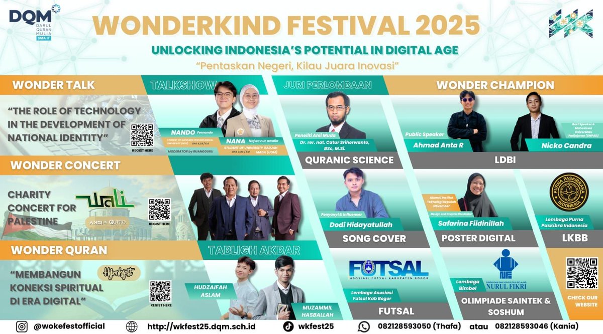 wokefest26's tweet photo. Darul Quran Mulia blissful to introduce 

⚜️ 𝐖𝐎𝐍𝐃𝐄𝐑𝐊𝐈𝐍𝐃 𝐅𝐄𝐒𝐓𝐈𝐕𝐀𝐋 𝟐𝟓’ ⚜️

Kembali hadir dengan beragam event interaktif menjadi kesempatan bagi para Kinders mengasah diri menjadi inovator pembawa perubahan — ★!

Come Join Us Now 
°˖➴ https://t.co/i17lcBgkUP https://t.co/5FhKhPnBFR