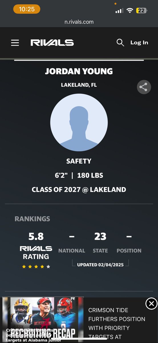Extremely blessed to be a 4⭐️ on rivals <a href="/Rivals/">Rivals</a> <a href="/polk_way/">PolkWay</a> <a href="/DylanOliver23/">PolkwayDylan</a> <a href="/coachhenn12/">Henderson Taylor</a>