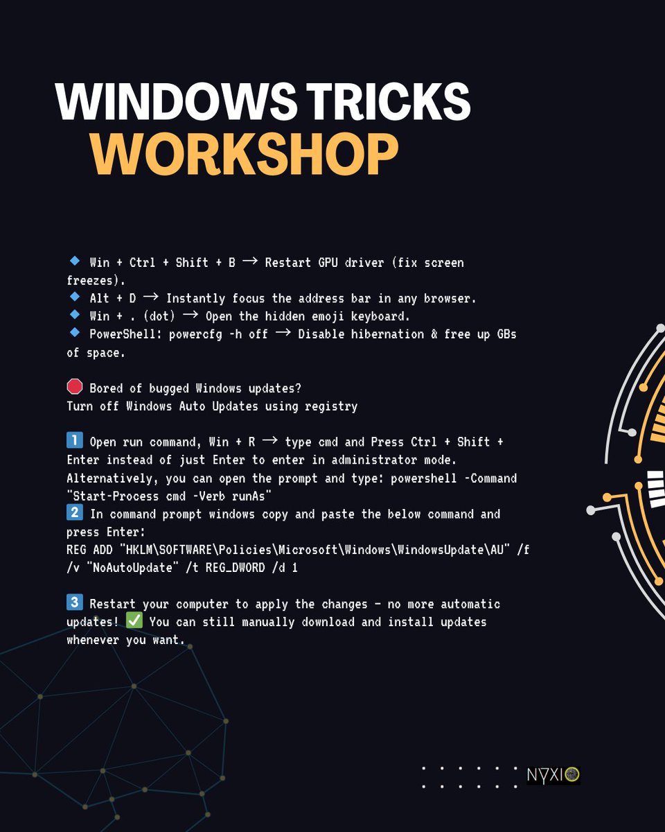 NyxioX's tweet image. Windows tricks workshop
#WindowsTips #TechTips #Windows11