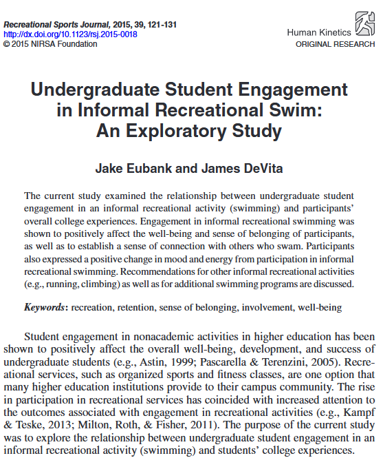 Jacob M. Eubank, Ed.D. (@drjacobmeubank) on Twitter photo Informal Recreational Swimming = Stronger Sense of Belonging; Improved Well-Being; Enhanced Academic Success
📚Check out our B.S. in Recreation Education (Fully Online) and B.S. in Therapeutic Recreation programs at <a href="/LehmanCollege/">Lehman College</a> at <a href="/CUNY/">The City University of New York</a>
<a href="/NRPA_news/">NRPA news</a> <a href="/NIRSAlive/">NIRSA</a> <a href="/nysrps/">NYS Rec and Park</a> Informal Recreational Swimming = Stronger Sense of Belonging; Improved Well-Being; Enhanced Academic Success
📚Check out our B.S. in Recreation Education (Fully Online) and B.S. in Therapeutic Recreation programs at <a href="/LehmanCollege/">Lehman College</a> at <a href="/CUNY/">The City University of New York</a>
<a href="/NRPA_news/">NRPA news</a> <a href="/NIRSAlive/">NIRSA</a> <a href="/nysrps/">NYS Rec and Park</a>