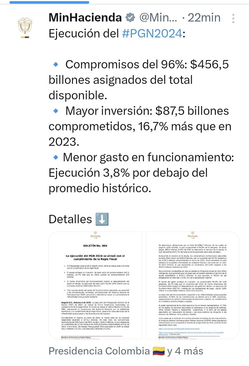 Harol Martinez Nieto (@harolnieto) on Twitter photo Este #FelizMartes queda en evidencia las 📢MENTIRAS DE LOS TERRORISTAS MEDIOS DE COMUNICACIÓN 🇨🇴 😡😡, mientras q el ministerio de Hacienda <a href="/MinHacienda/">MinHacienda</a> entrega un informe en el cual reporta una ejecución del presupuesto de un 96% en el año 2024 es decir $456,5 billones Este #FelizMartes queda en evidencia las 📢MENTIRAS DE LOS TERRORISTAS MEDIOS DE COMUNICACIÓN 🇨🇴 😡😡, mientras q el ministerio de Hacienda <a href="/MinHacienda/">MinHacienda</a> entrega un informe en el cual reporta una ejecución del presupuesto de un 96% en el año 2024 es decir $456,5 billones