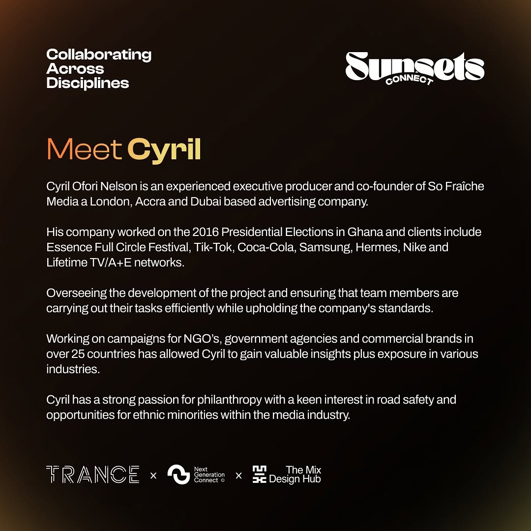 sunsets_trance's tweet photo. Presenting our next speaker - @cyrilceo

Join us at Sunsets Connect on February 8th, as he shares top industry insights! 🌅

#SunsetsConnect
Powered by TRANCE x NextGenConnect https://t.co/Q2D0lUGPED