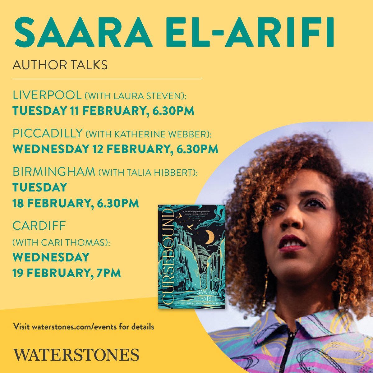 BhamWaterstones's tweet photo. We’re so excited for our event with @saaraelarifi and @TaliaHibbert in two weeks time!! Love fantasy, romance, and fae? Then Faebound is a must read!
Details and tickets can be found using the link in our bio!
#BookTwitter #saaraelarifi #faebound #cursebound #taliahibbert https://t.co/9D2fOVcUSb