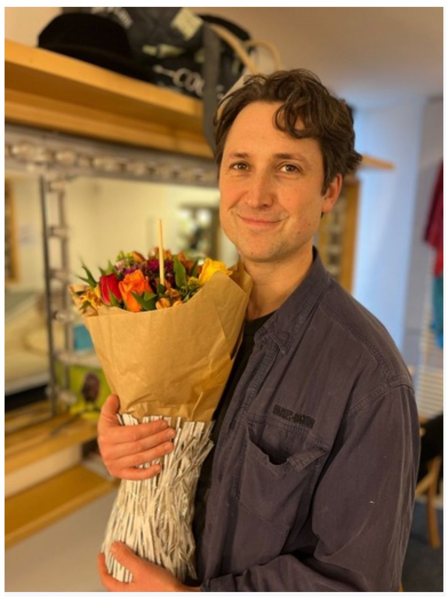 #BenLloydHughes getting his flowers (literally) after his final performance in #HTinventionoflove. We couldn’t be prouder of him and his work in this performance, and we can’t wait for the next time we have the opportunity to see him on the stage. #MoreBen