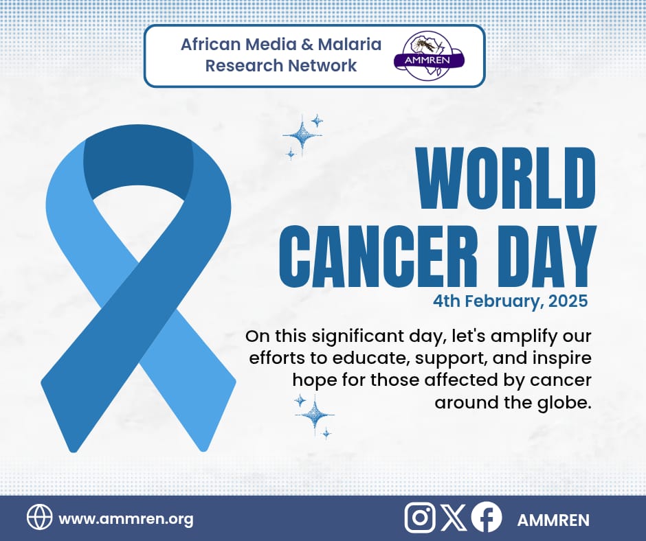 On #WorldCancerDay, the African Media and Malaria Research Network joins the world in recognising the importance of every cancer journey. Let's unite to fight the disease. Offer emotional,  financial or practical support to those affected by cancer.
 #WorldCancerDay #Cancer
