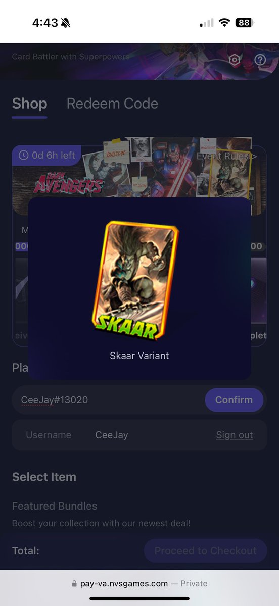 ceejayyalt's tweet photo. Another milestone variant from the shop has been added to my SNAP collection!
#SKAAR
#SnapVariant
#MARVELSNAP https://t.co/iuQdm4Ngzs
