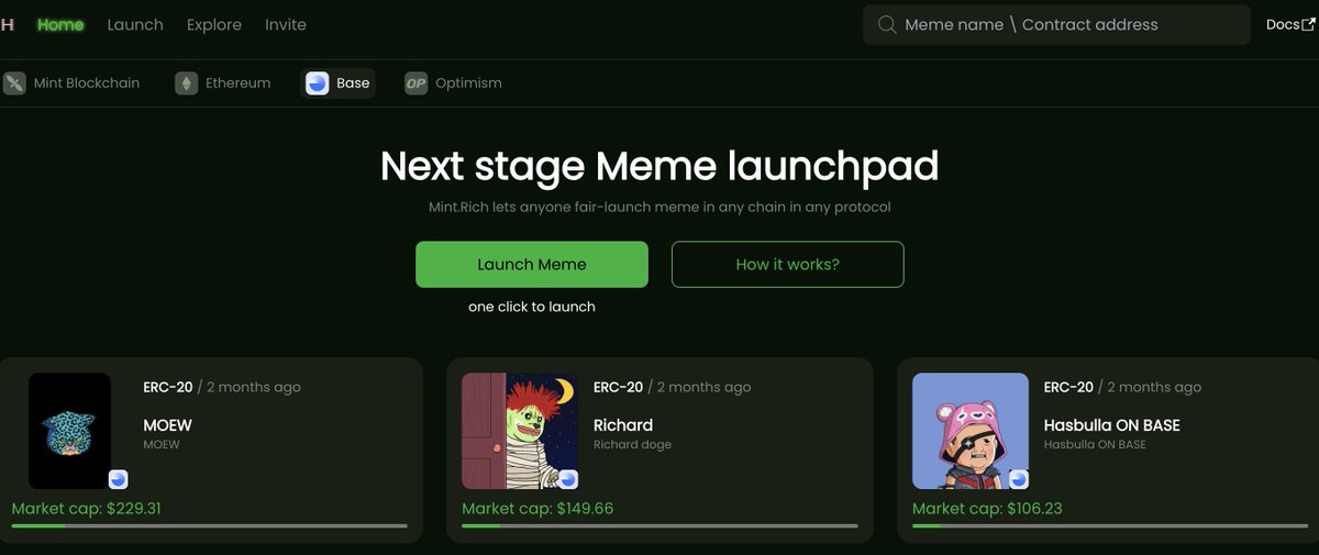 mintdotrich's tweet image. What are you minting on Mint.Rich today?

The next-level Meme Launchpad is live—just pick an image, name it, set the quantity, and launch instantly! 

No team, no hassle, just pure meme magic.