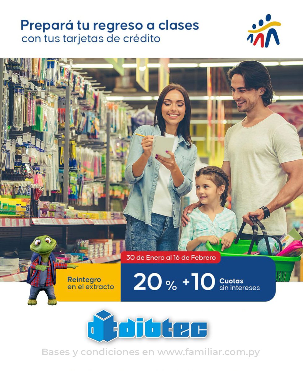 libreriadibtec's tweet photo. Banco Familiar se adhiere a los beneficios para la vuela a clases 🎒 https://t.co/r3mUelNUo0