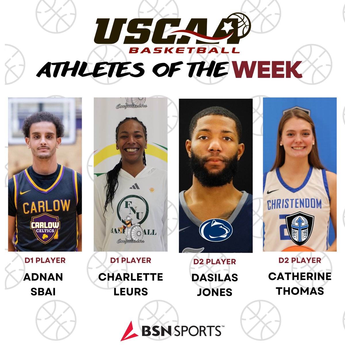 Check out this week's USCAA Week 11 Athletes of the Week!🏀🏆