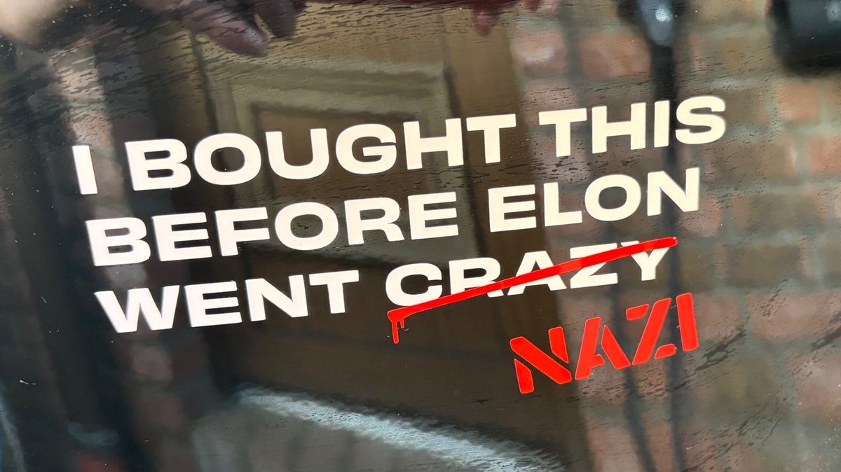 This bumper sticker should come with the car nowadays #Tesla #Shame <a href="/elonmusk/">Elon Musk</a>