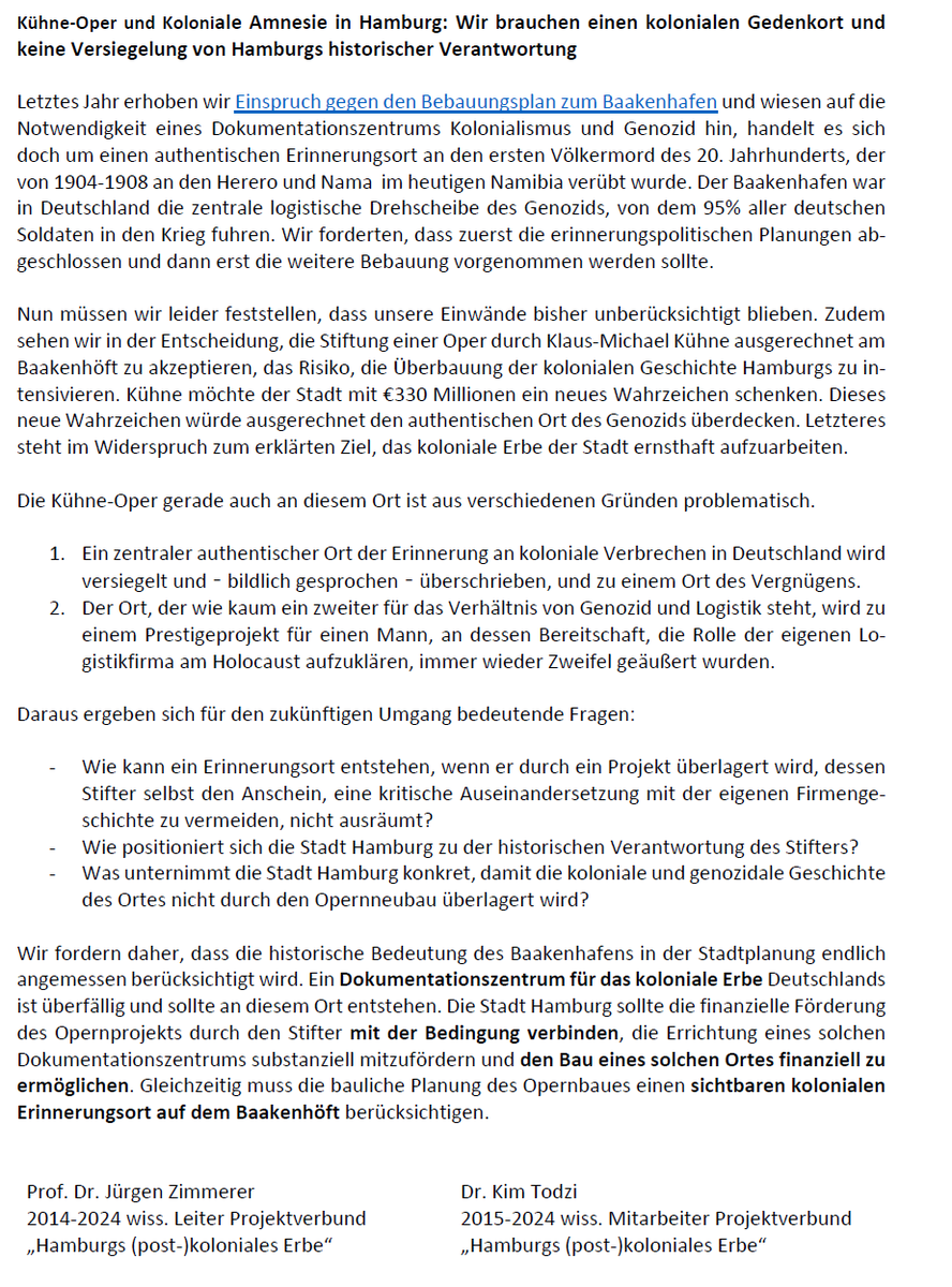 Jürgen Zimmerer (@juergenzimmerer) on Twitter photo Unsere Kritik: Es gibt kein Gedenkkonzept zu <a href="/coloniallegacy/">Koloniales Erbe</a>. Das müsste zuerst da sein, und Kühne müsste Dokumentationszentrum Kolonialismus mitfinanzieren.
shorturl.at/4hQOC Unsere Kritik: Es gibt kein Gedenkkonzept zu <a href="/coloniallegacy/">Koloniales Erbe</a>. Das müsste zuerst da sein, und Kühne müsste Dokumentationszentrum Kolonialismus mitfinanzieren.
shorturl.at/4hQOC