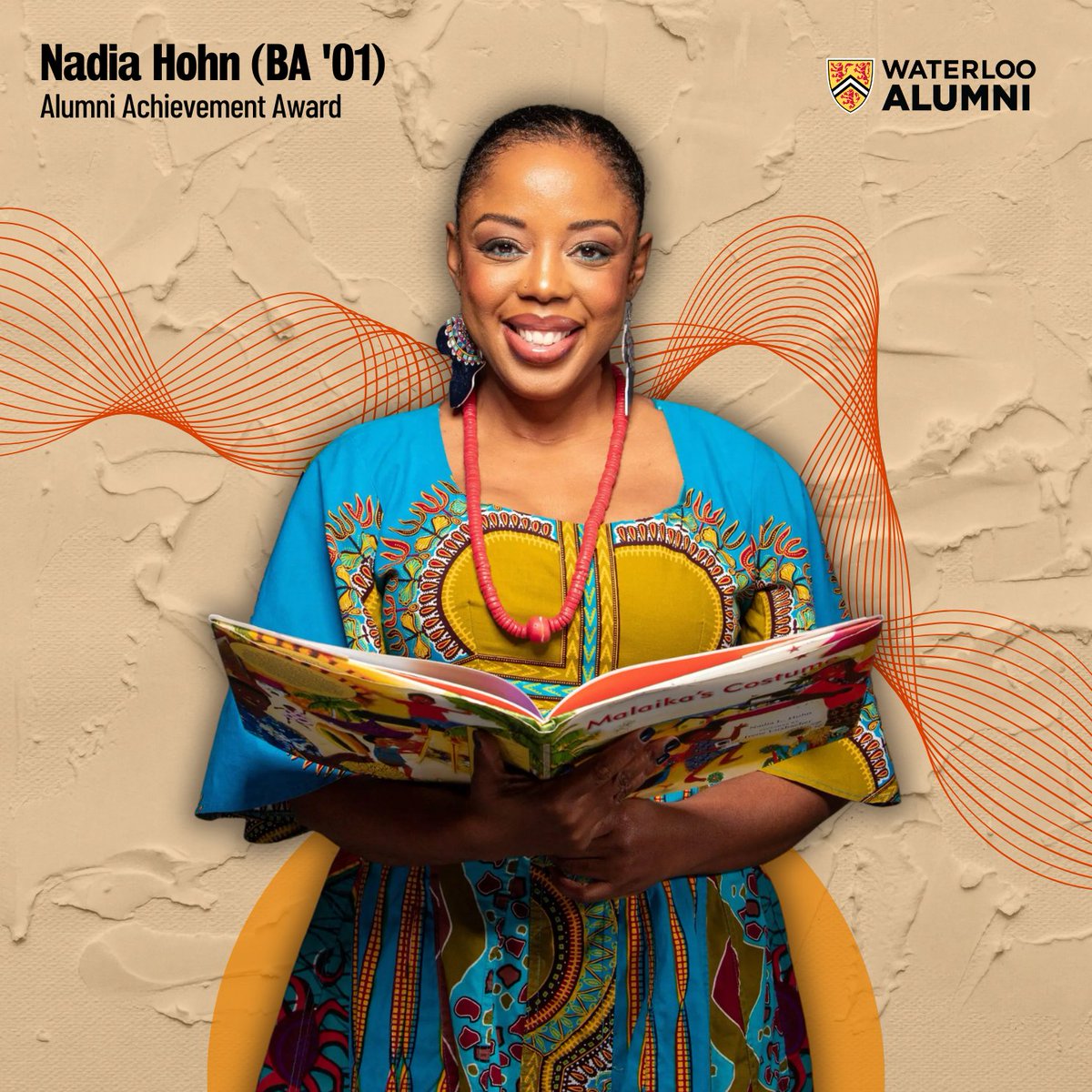 UWaterloo Alumni (@uwaterlooalumni) on Twitter photo Congrats to Nadia Hohn (BA '01) on receiving the <a href="/UWaterloo/">University of Waterloo</a> Alumni Achievement Award. Nadia, an award-winning author & advocate for diversity in children’s literature, combines activism with creativity to empower black children.
Read more: bit.ly/428wSgW
<a href="/uwaterlooARTS/">UWaterloo Arts</a> Congrats to Nadia Hohn (BA '01) on receiving the <a href="/UWaterloo/">University of Waterloo</a> Alumni Achievement Award. Nadia, an award-winning author & advocate for diversity in children’s literature, combines activism with creativity to empower black children.
Read more: bit.ly/428wSgW
<a href="/uwaterlooARTS/">UWaterloo Arts</a>