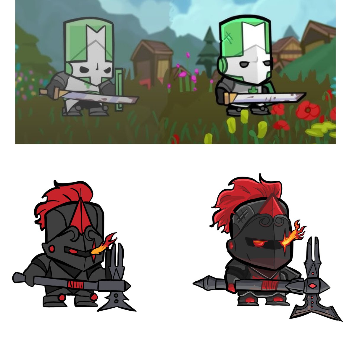 you know i had to draw conqueror in the castle crashers style, this time in the classic AND modernised look!