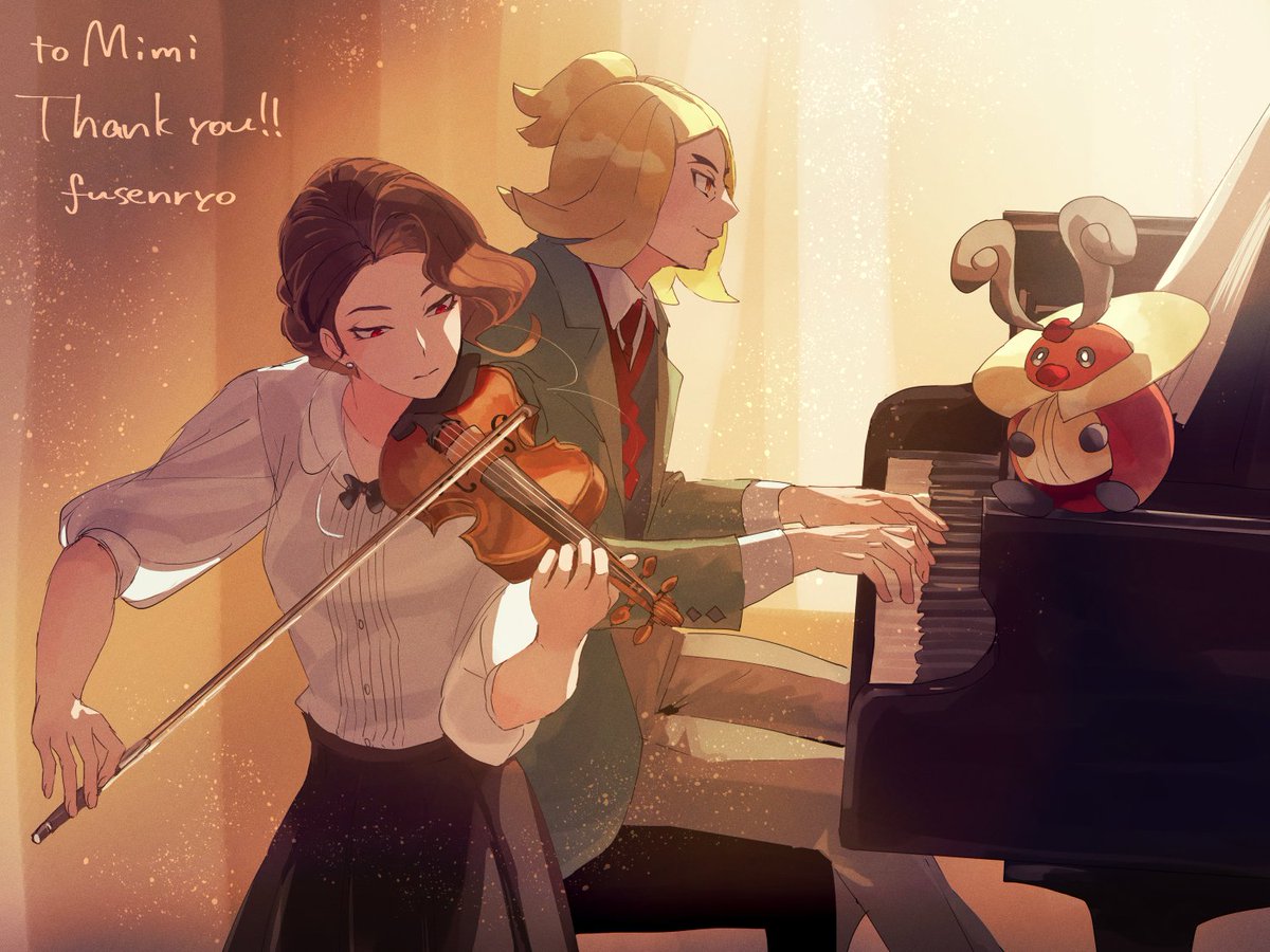 hasselrue's tweet photo. for a long time now, my dream artwork has been one where hassel and rue are playing the piano and violin together, and now it's real...💕

beautiful artwork by @/fusenryo2 🧡 thank you! https://t.co/O9SYS0cY5J