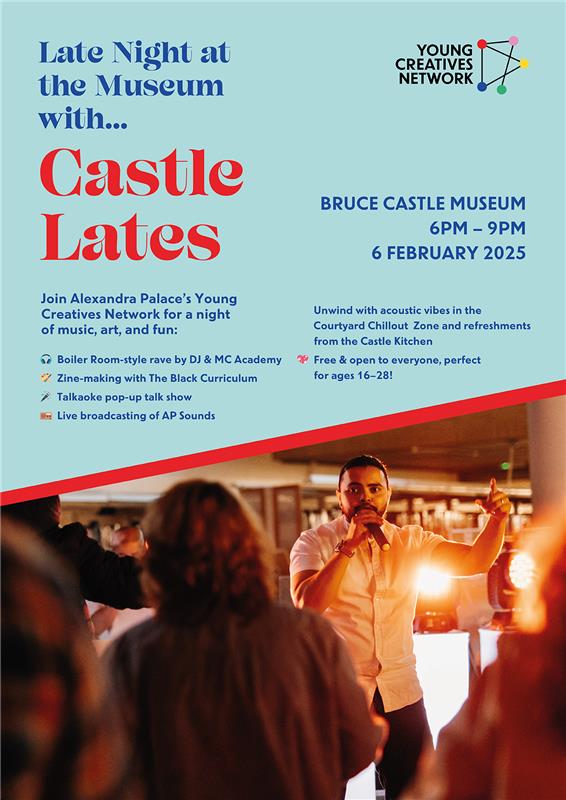 Will be performing here on Thursday evening as a headline artist in Tottenham, would be great to have any support for the event 🫶🏾

Castle Lates  will be held on Thursday 6th February 6-9PM at Bruce Castle Museum. 😍