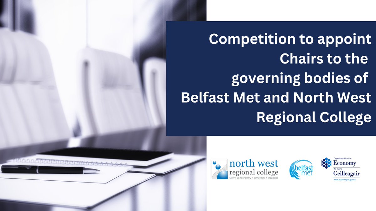 Economy NI (@economy_ni) on Twitter photo ๐ขREMINDER
The Department is seeking to appoint Chairs to the governing bodies of <a href="/bfastmet/">Belfast Met</a> and <a href="/nwrc_college/">North West Regional College</a>.
Deadline for applications - 12 noon on 6 February 2025.
For details and to apply visit economy-ni.gov.uk/news/competitiโฆ ๐ขREMINDER
The Department is seeking to appoint Chairs to the governing bodies of <a href="/bfastmet/">Belfast Met</a> and <a href="/nwrc_college/">North West Regional College</a>.
Deadline for applications - 12 noon on 6 February 2025.
For details and to apply visit economy-ni.gov.uk/news/competitiโฆ
