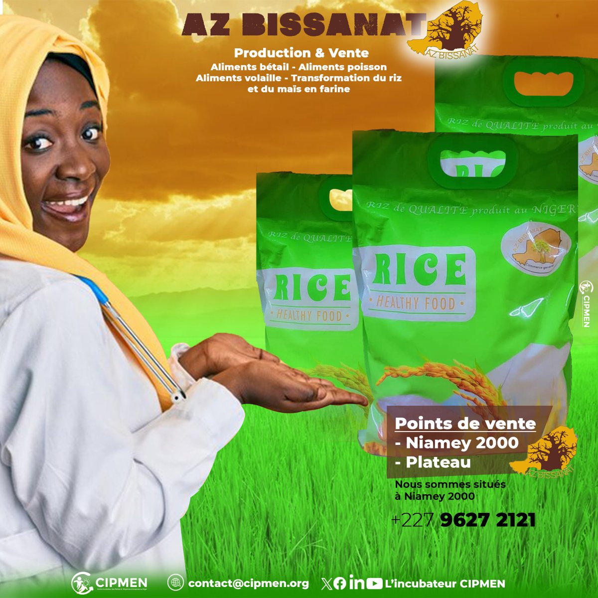 Cipmen's tweet image. #mardi_d_impact
🌿✨ Du riz...100% bio de #Az_Bissanat : un trésor nutritionnel à votre portée ! 🌿✨
🥗 Offrez-vous le meilleur du naturel dans vos assiettes ! 
#RizBio #Naturel #SainEtSavoureux #ConsommonsLocal
@ChallengeAgri  @UNDPAccLabs 
@PnudNiger
