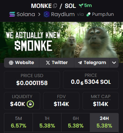 MonkeofSol's tweet photo. Dexscreener Updated

Go Go $MONKE

https://t.co/4U7k9AR679 https://t.co/68k3mnKo76