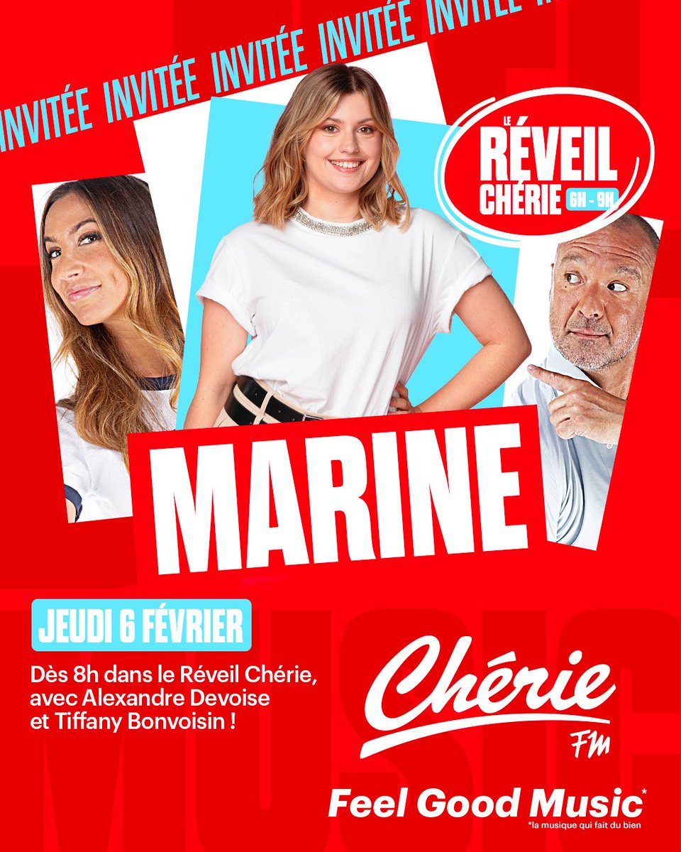 Marine, gagnante de la Star Academy, sera  dans le Réveil Chérie ce jeudi 6 février en direct dès 8h 😍

Elle chantera en live « Ma faute »👏❤️

Ecoutez Chérie FM, Feel Good Music!

#marine #staracademy
#starac #mafaute #lereveilcherie #cheriefm