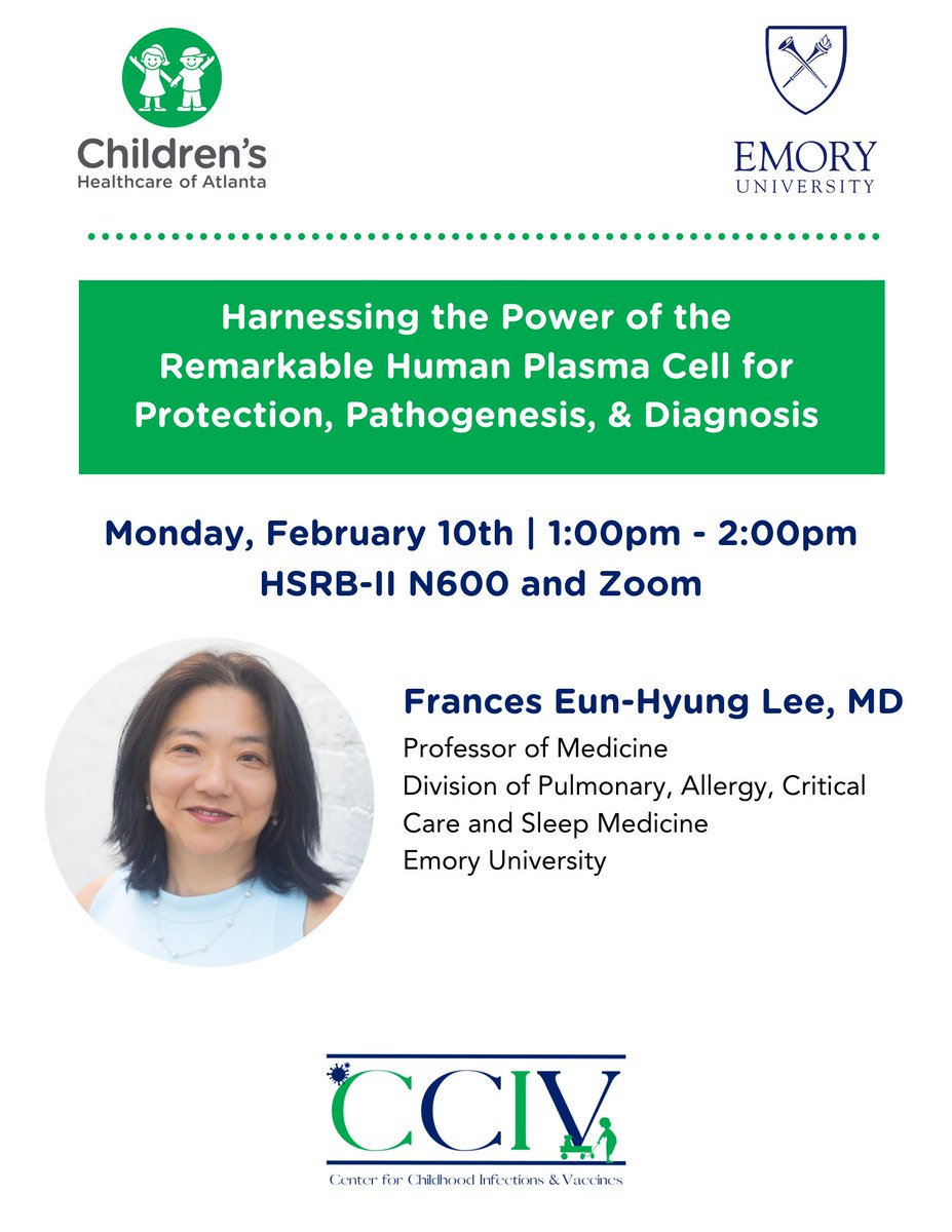 Join us Monday, February 10th, for the 3rd CCIV Seminar of the semester, featuring special guest Dr. Frances Eun-Hyung Lee.  Click Link to RSVP: pedsresearch.org/calendar/event…