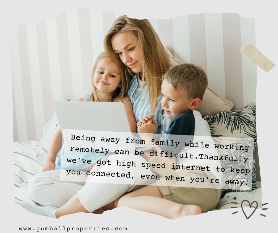 GumballProp's tweet image. Away from home, but not from heart. ❤️ Gumball Properties offers spaces for business travelers to blend work &amp;amp; family time seamlessly. Enjoy lag-free virtual story time &amp;amp; HD homework help. Explore: gumballproperties.com #BusinessTravel #FamilyFirst #techsavvyliving