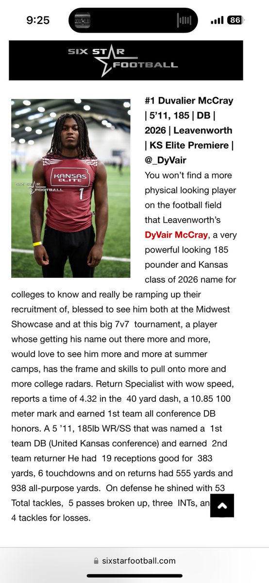 Thank you <a href="/sixstarfootball/">Six Star Football | PLUS+</a> for the write up from this past weekend! <a href="/6starfootballKS/">Six Star Football | KANSAS</a> <a href="/MoKan_Sports/">MoKan Sports</a>
