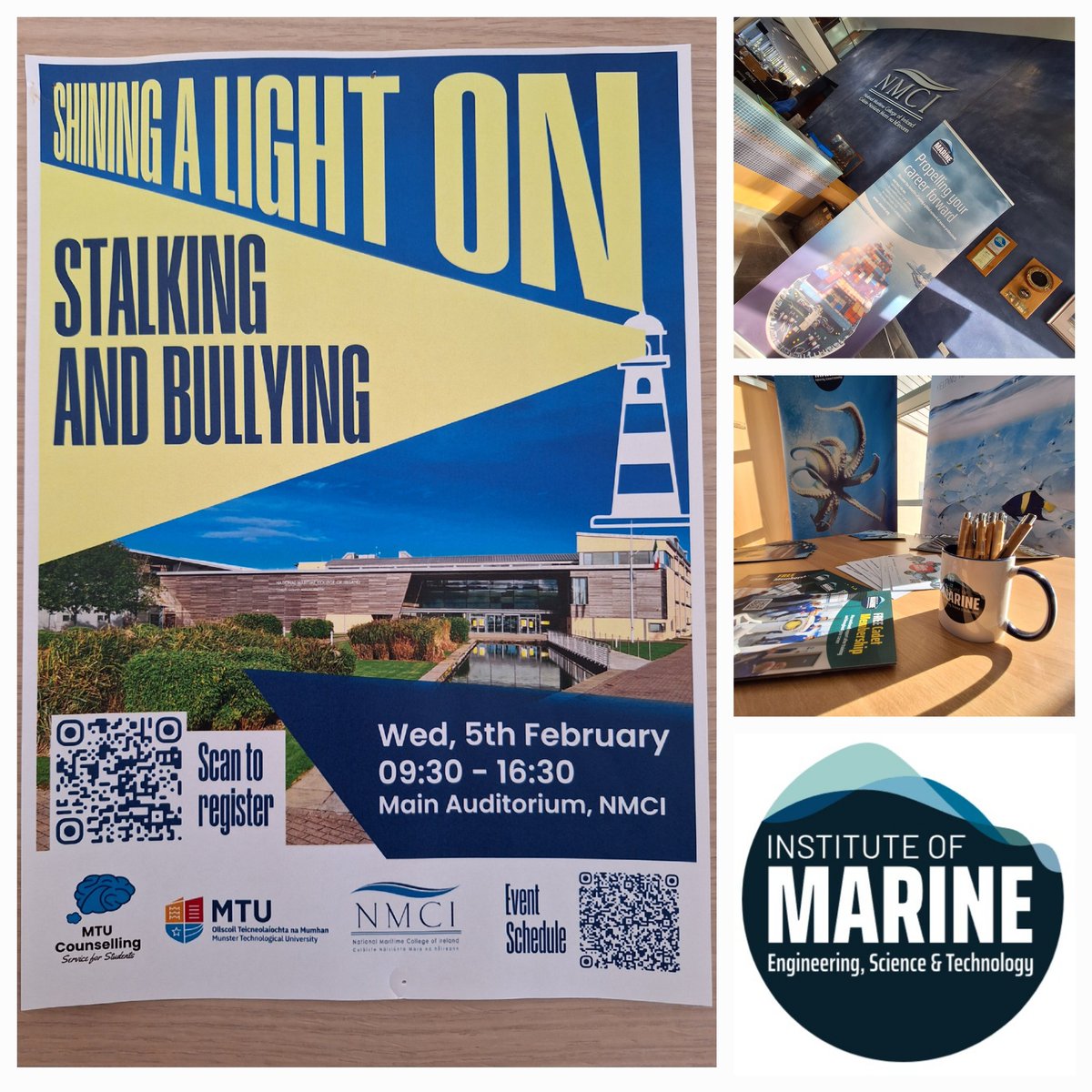 Cork branch <a href="/IMarEST/">IMarEST</a> are delighted to sponsor the Shining a Light on Stalking and Bullying seminar taking place <a href="/NMCI_Ireland/">NMCI</a> 05Feb starting at 09.30hrs. A very important subject for our students and staff.   Well done to  <a href="/MTU_ie/">Munster Technological University</a> and <a href="/corkcbt/">Paul Mc Carthy</a> for organising.