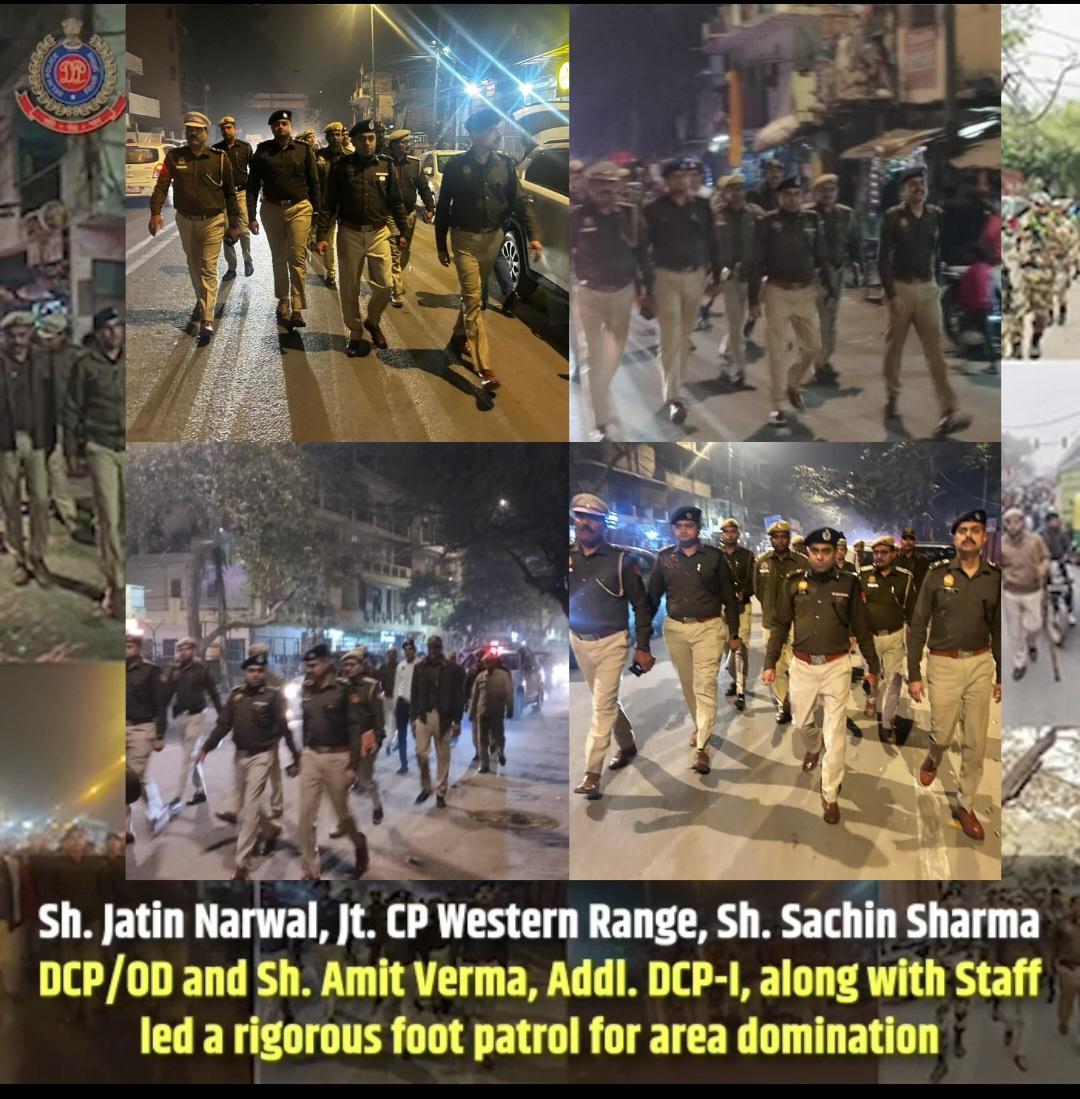 Sh. Jatin Narwal, Jt. CP Western Range, Sh. Sachin Sharma, DCP/OD, and Sh. Amit Verma, Addl. DCP-I, along with Staff, led a rigorous foot patrol for area domination, ensuring a smooth and secure election process, in line with Election Commission guidelines.

<a href="/DelhiPolice/">Delhi Police</a>